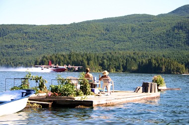 Martin Mars Water Bomber taking off on Sproat Lake